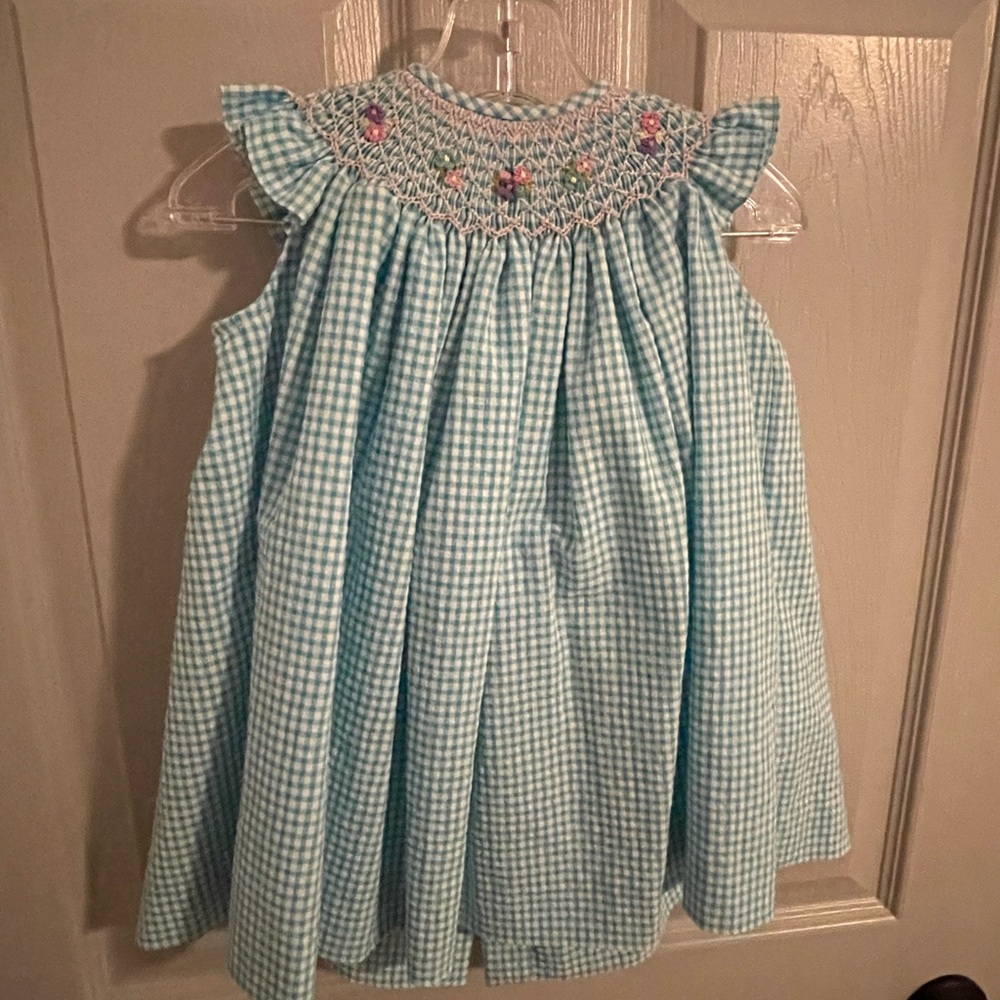 Luli & Me Blue Smocked Ruffled Sundress